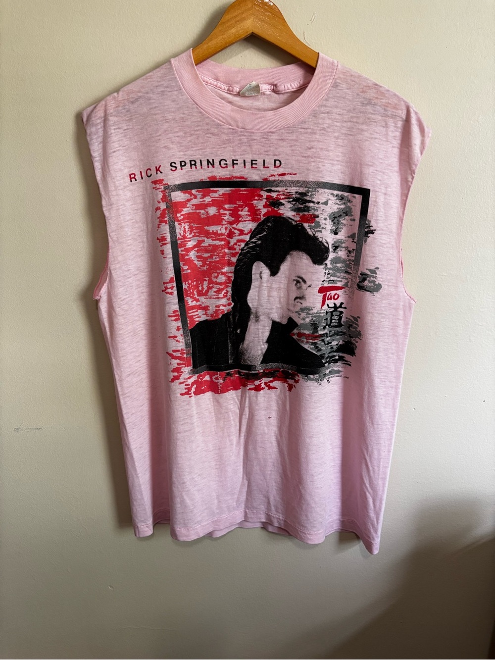 RARE Pink Vintage 1985 Rick Springfield Cathode Ray Tao Tour Cutoff Tee M